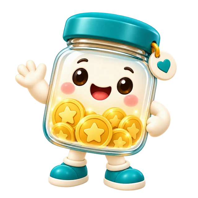 Jarri, a smiling jar of gold star tokens